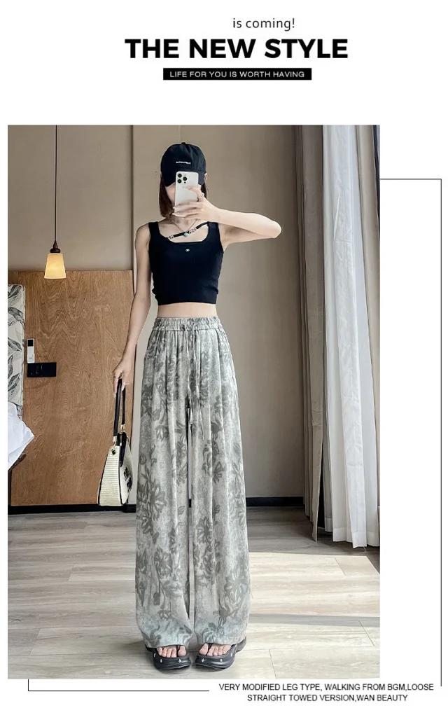 French Retro Linen Wide-leg Pants Detail