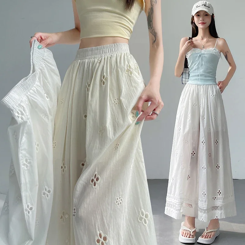 Women's Lace Ice Silk Wide-Leg Pants