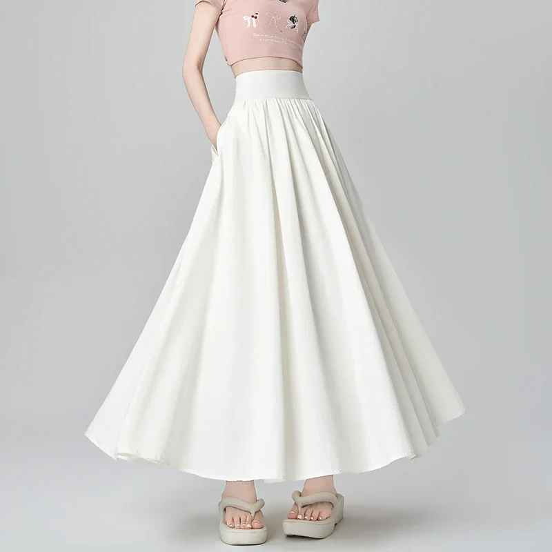 Pink Slimming High-waist A-line Skirt