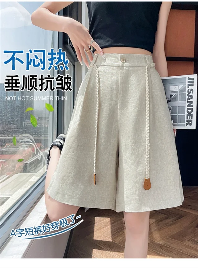 Lyocell Linen Shorts for Women Detail