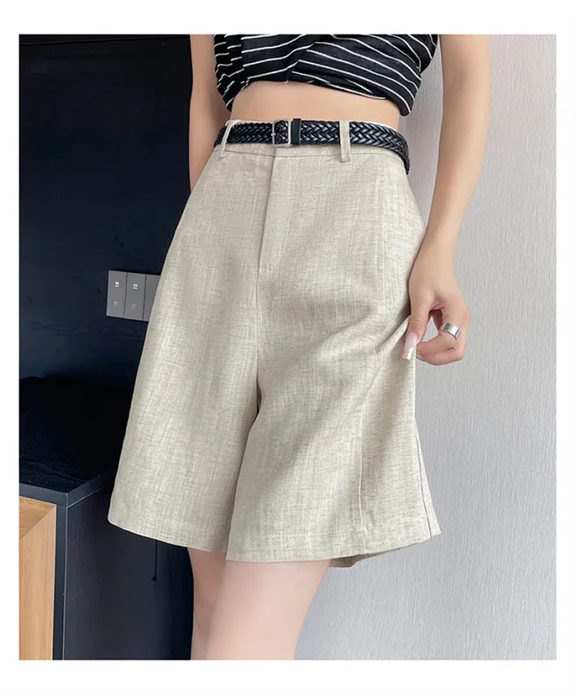 Japanese Retro Linen Suit Shorts for Women Detail