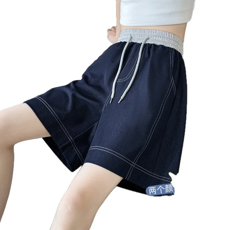 Old Money Style Asymmetric Denim Shorts