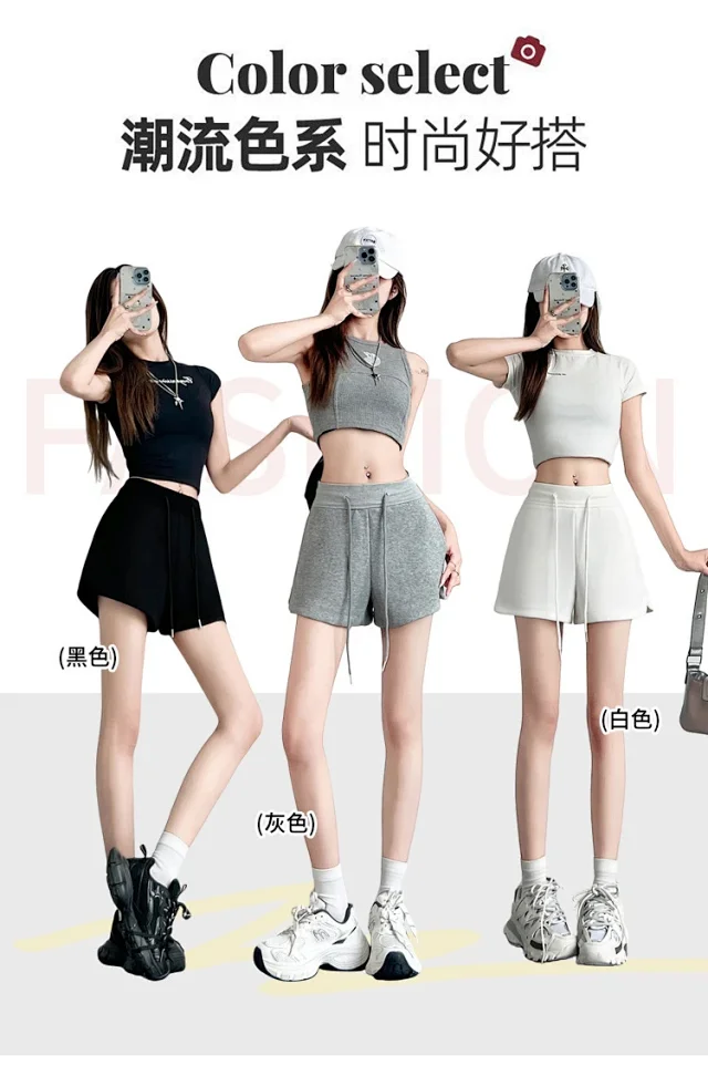 Women's Gray Sport Shorts 2025 Summer Detail