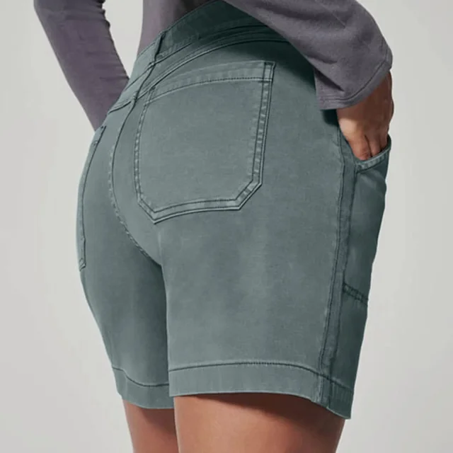 Retro Stretch Denim Shorts for Women Detail