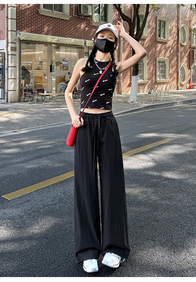 Women's Summer New Puff Straight Pants Detail