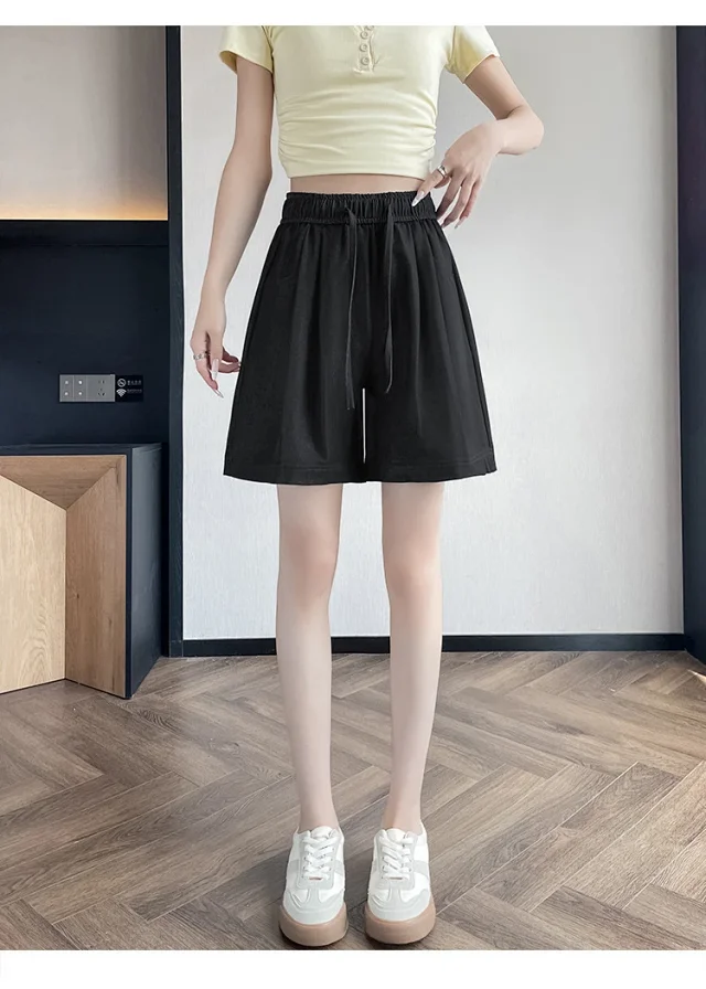 Women's Summer High-waisted Tencel Denim Wide-leg Capris Detail