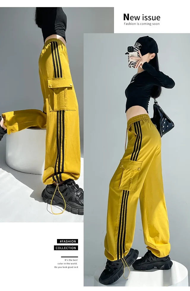 Women's Wide-Leg Cargo Pants 2025 Fall Detail