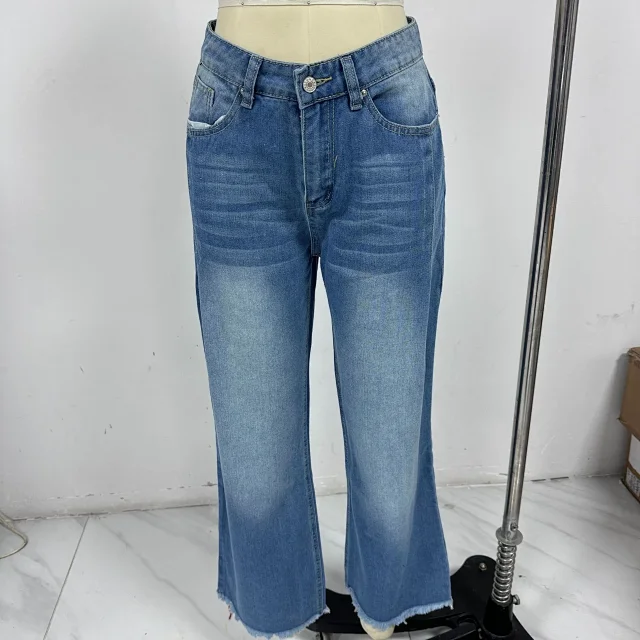 Vintage High-waisted Wide-leg Denim Pants Detail
