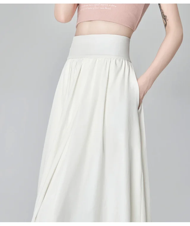 Pink Slimming High-waist A-line Skirt Detail