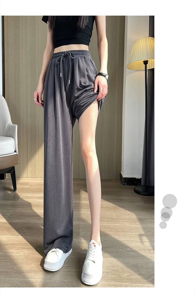 Women's Cupro Wide - Leg Pants 2025 Summer New Detail