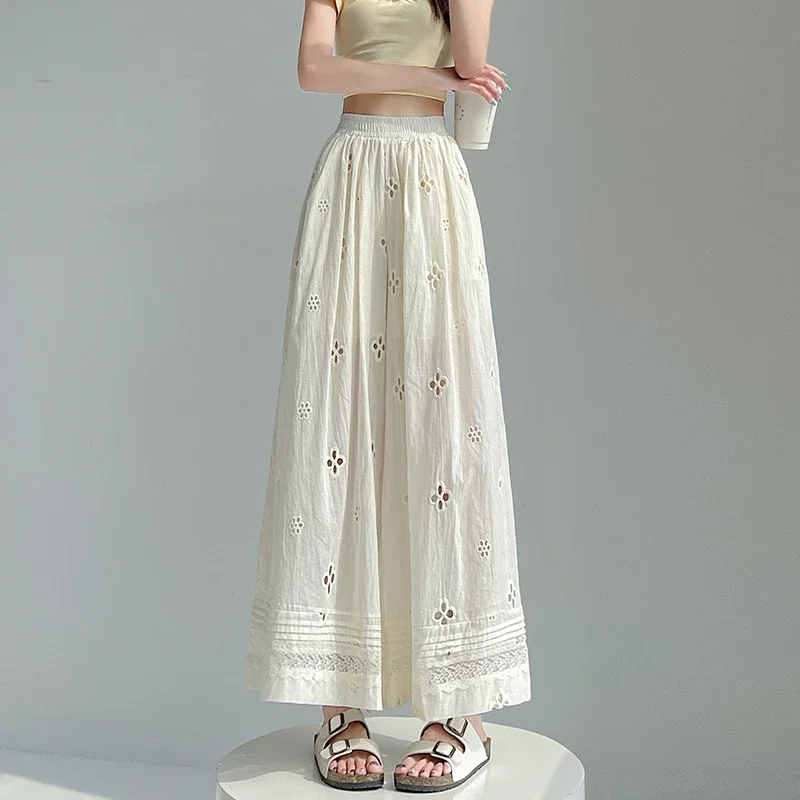 Women's Lace Ice Silk Wide-Leg Pants