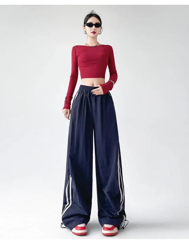 2025 Summer American Striped Cargo Pants for Women Detail