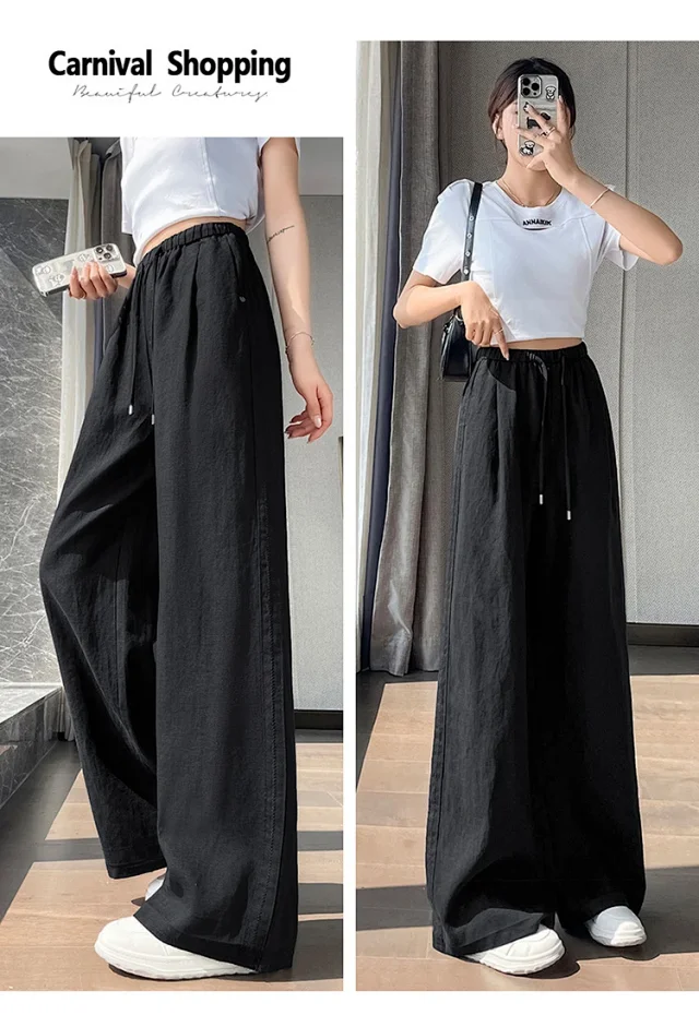 Linen Wide - Leg Pants for Women 2025 Summer Detail