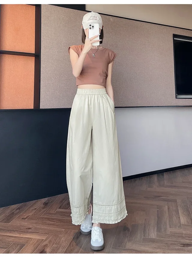 Women's Lace Crochet Wide-Leg Capris 2025 Summer Detail