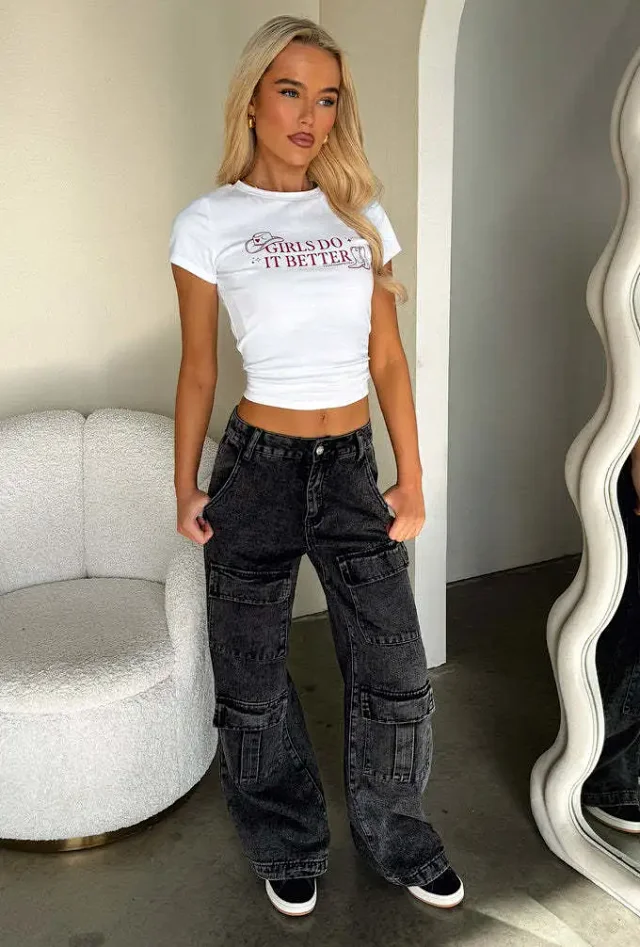Retro Wide-Leg Denim Jeans Detail