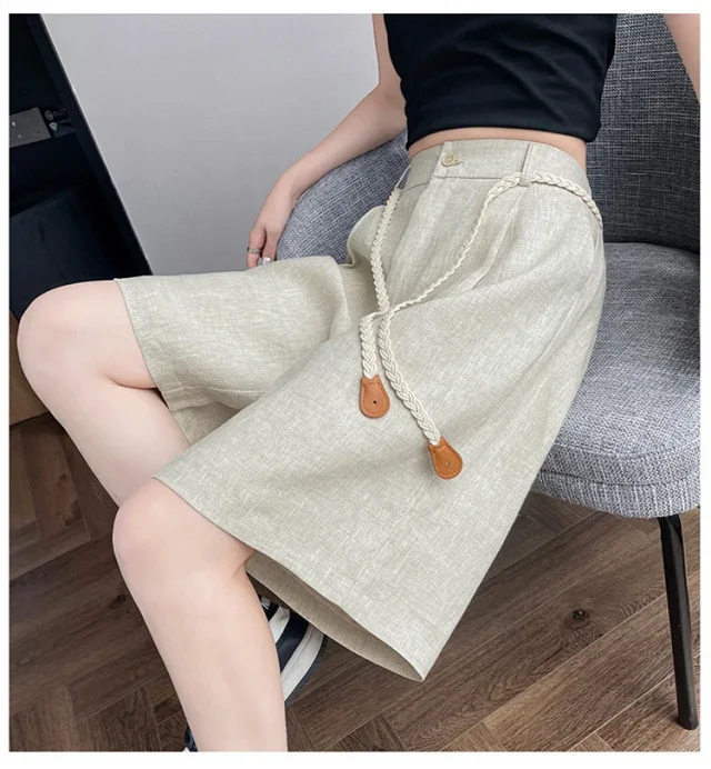 Lyocell Linen Shorts for Women Detail