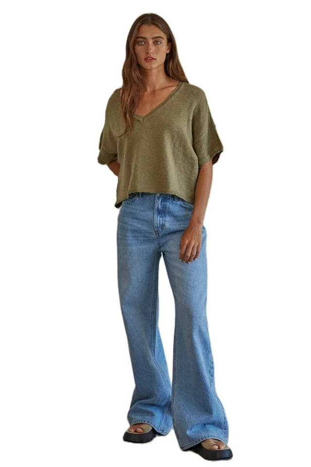 European and American Washed High - Waist Loose Jeans Detail