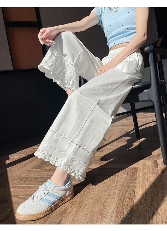 Women's Lace Crochet Wide-Leg Capris 2025 Summer Detail