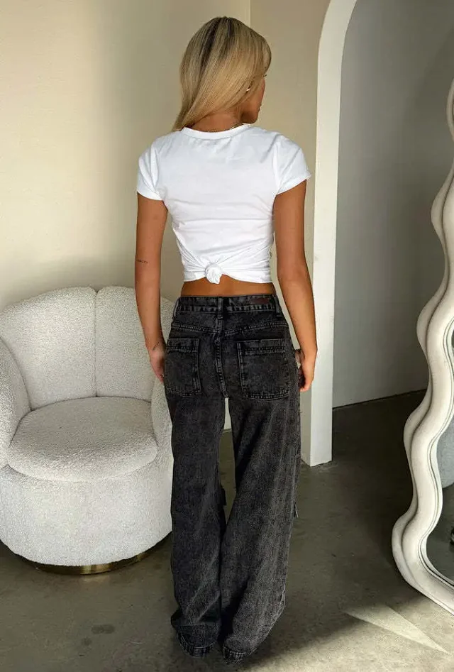 Retro Wide-Leg Denim Jeans Detail