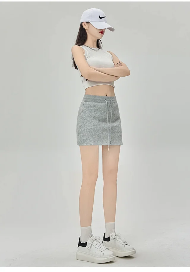 2025 Grey High - Waist A - Line Skirt for Women Detail
