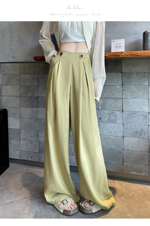 Summer Thin Tencel White Pants Detail