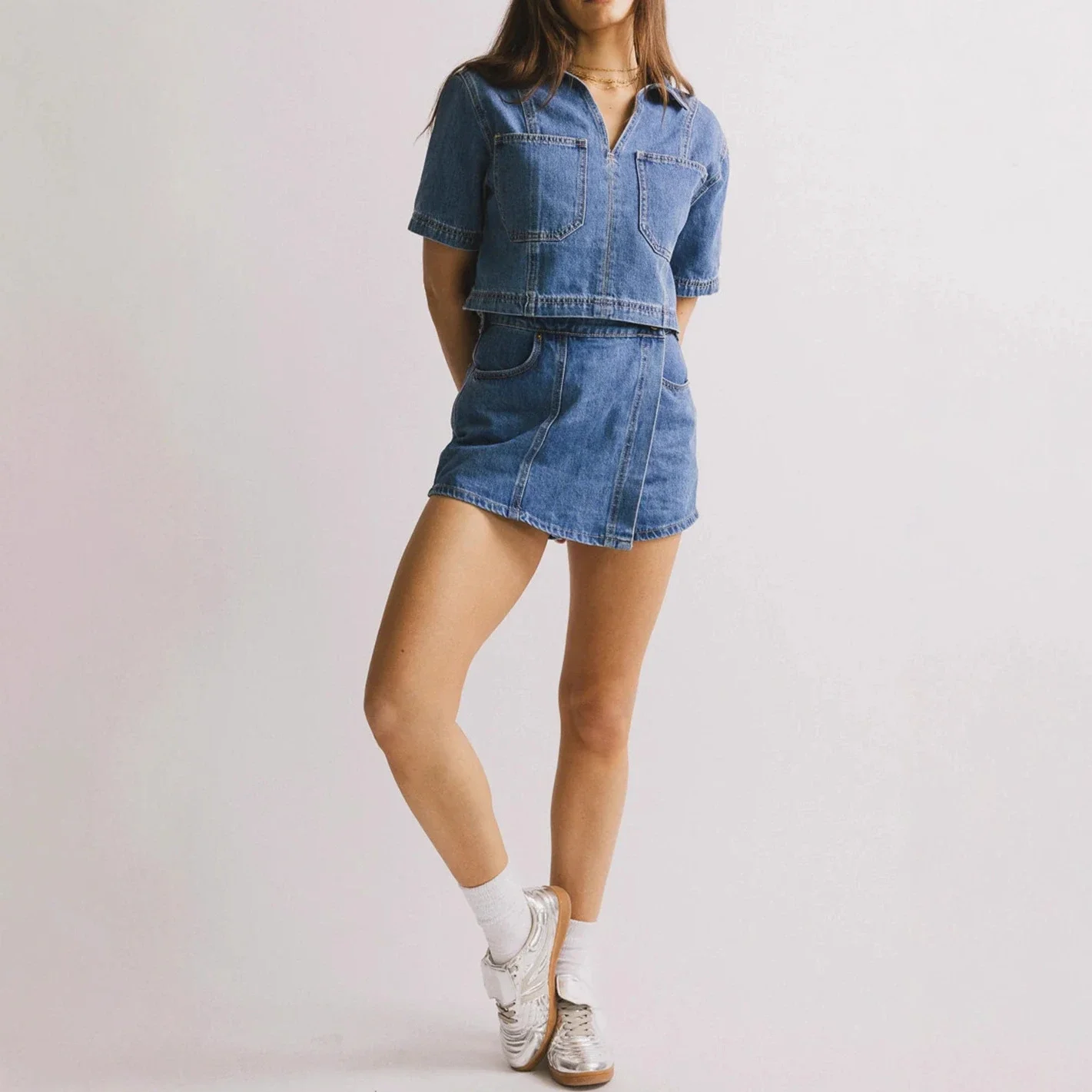 Amazon Western Denim Skirt & Pants Set