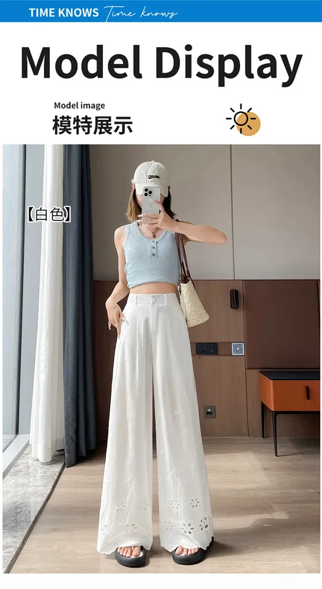 Women's Lace Hollow Wide-Leg Pants 2025 Summer New Detail