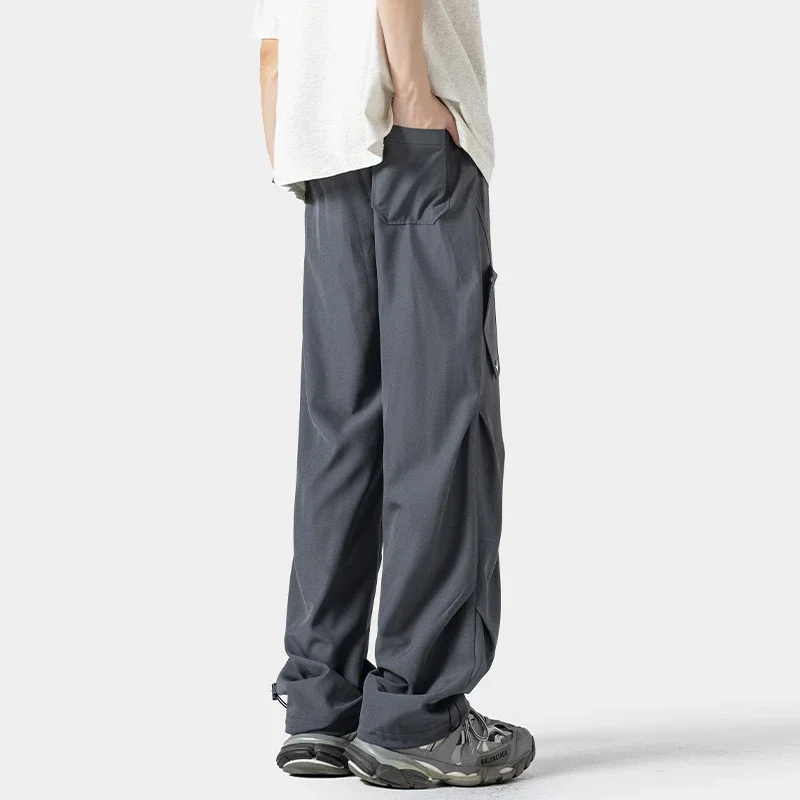 Men's Summer Thin Plain Elastic Ice Silk Pants
