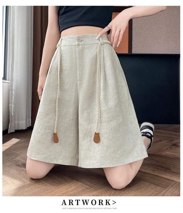 Lyocell Linen Shorts for Women Detail