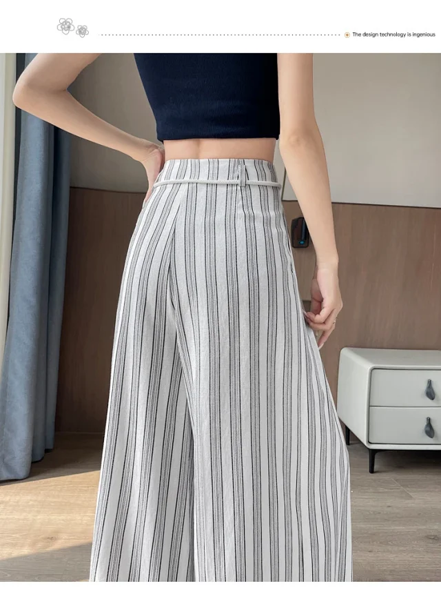 Linen Yamamoto Wide-leg Pants for Women Detail