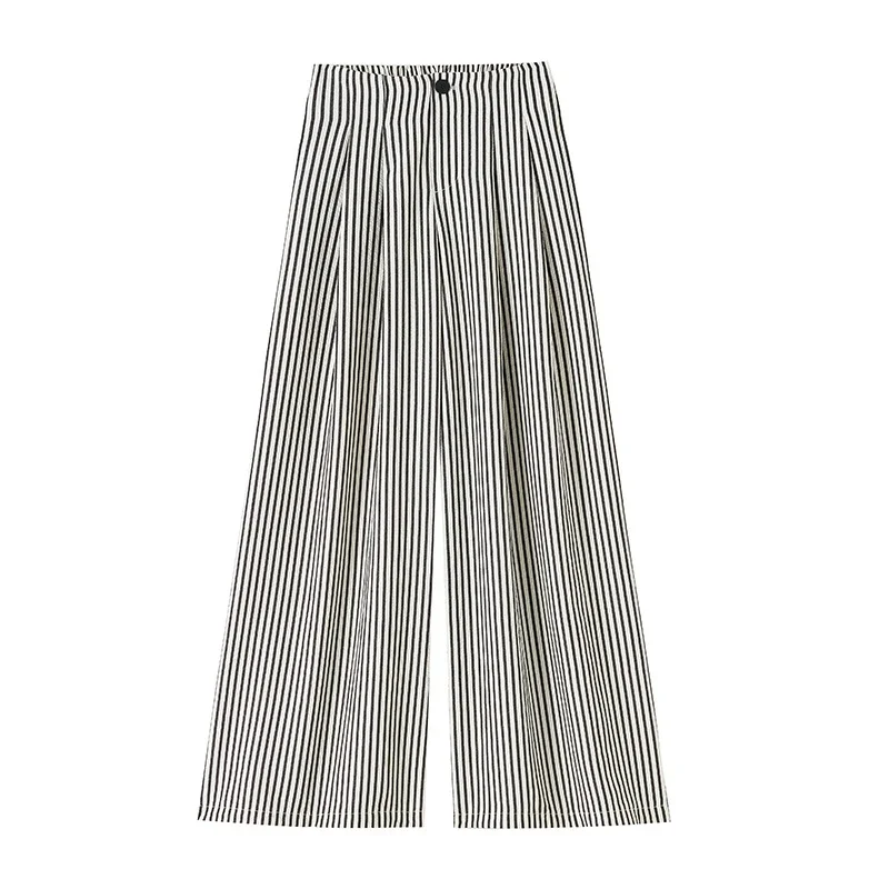 2025 Summer Women's Vintage Stripe Wide - leg Pants