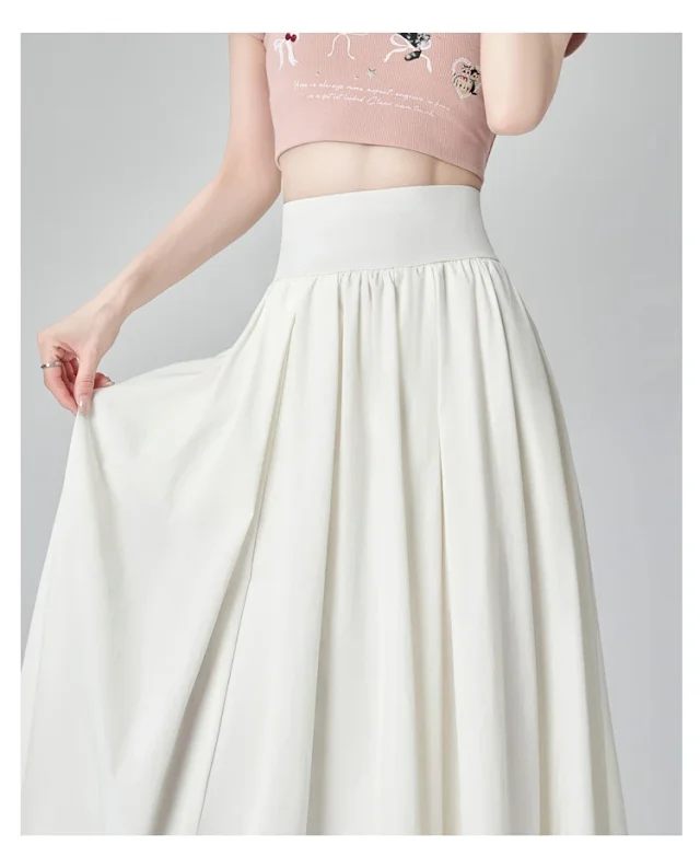 Pink Slimming High-waist A-line Skirt Detail