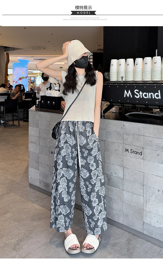 Women's 2025 Summer Retro Jacquard Balloon Pants Detail