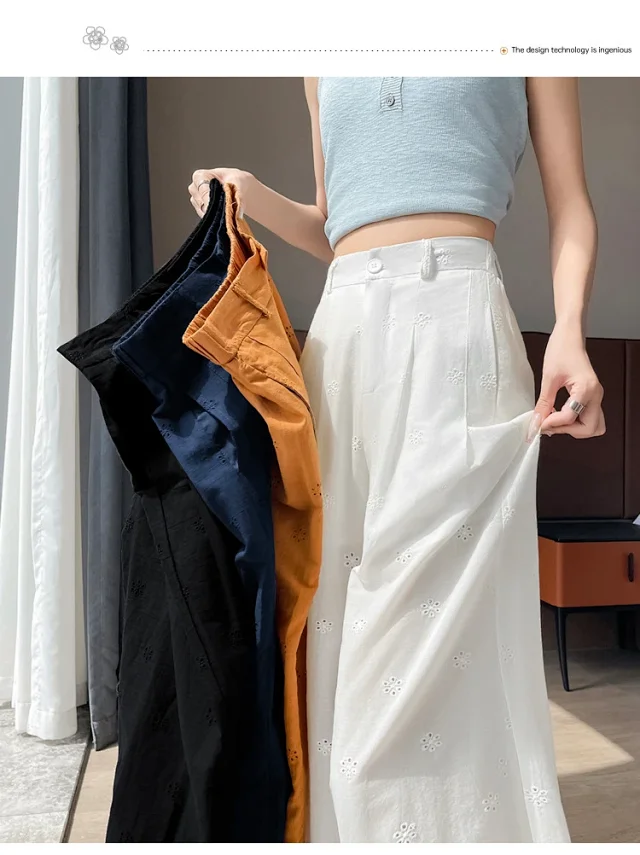 Women's Lace Hollow Wide-Leg Pants 2025 Summer New Detail