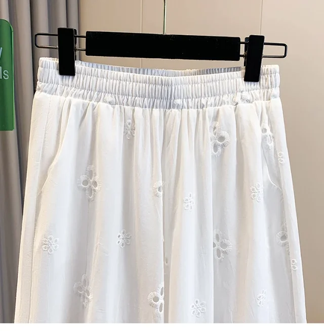 Korean Loose Wide-Leg Pants with Lace Detail
