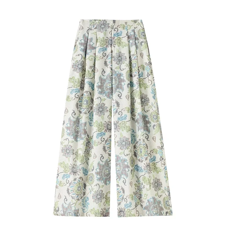 Women's 2025 Summer Printed Wide-Leg Pants