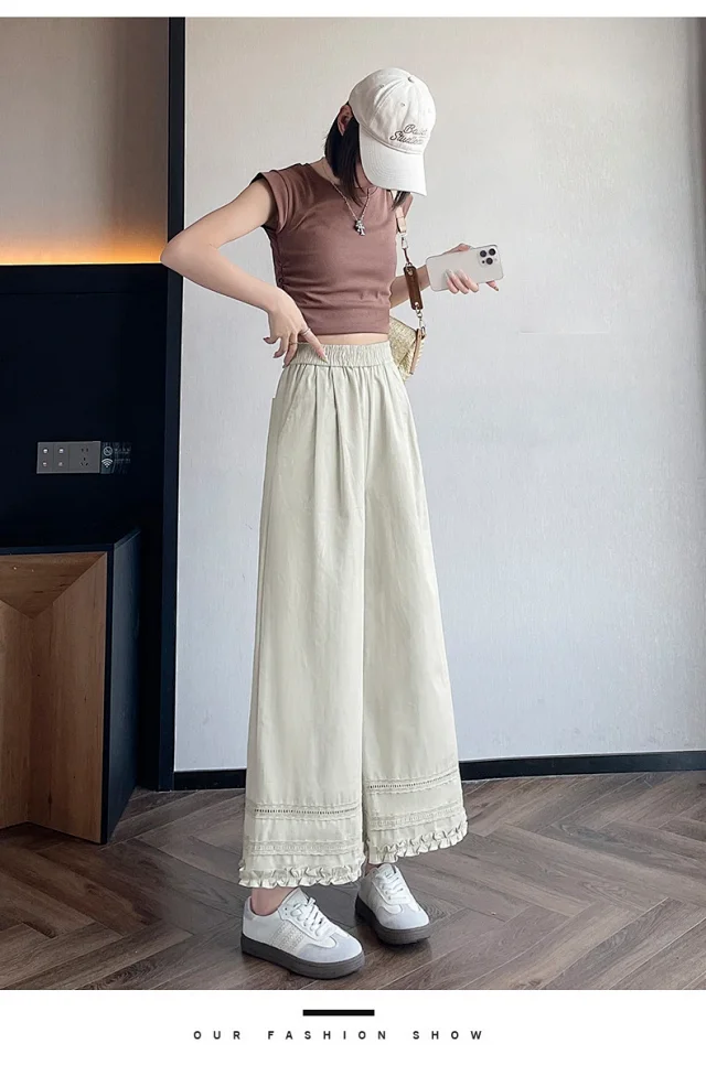 2025 Summer Lace Wide - Leg Capris for Women Detail