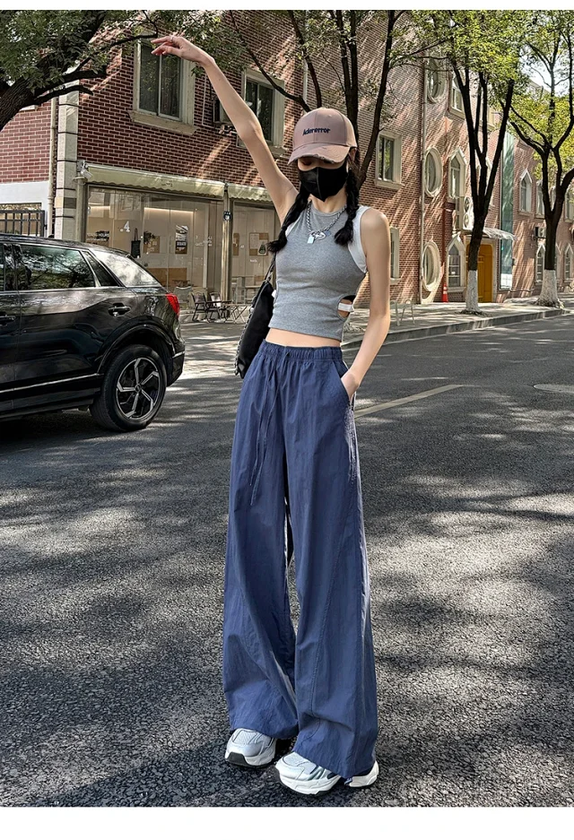 Women's Summer New Puff Straight Pants Detail