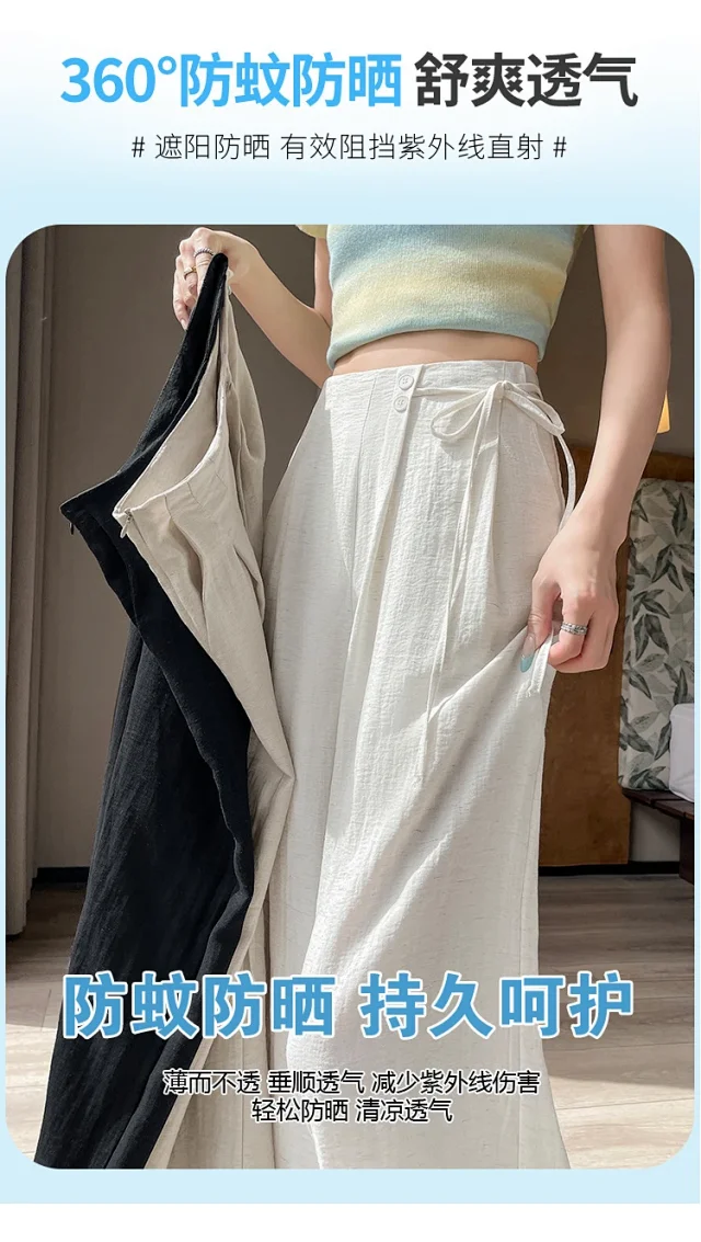 Women's Summer Linen Wide-leg Pants Detail