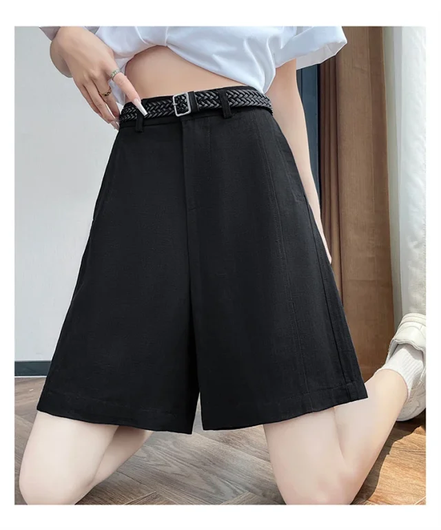 Japanese Retro Linen Suit Shorts for Women Detail
