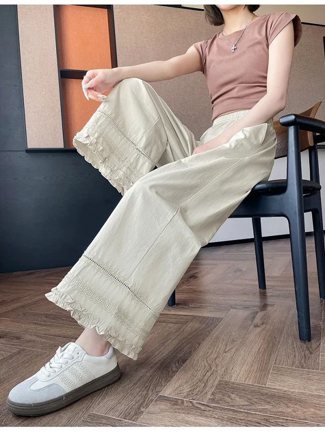 2025 Summer Lace Wide - Leg Capris for Women Detail