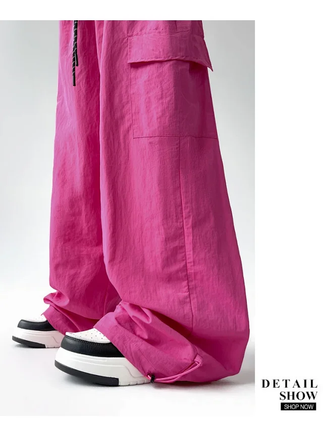 2025 Spring/Summer Women's Sporty Loose Slimming Straight Pants with Drawstring Detail
