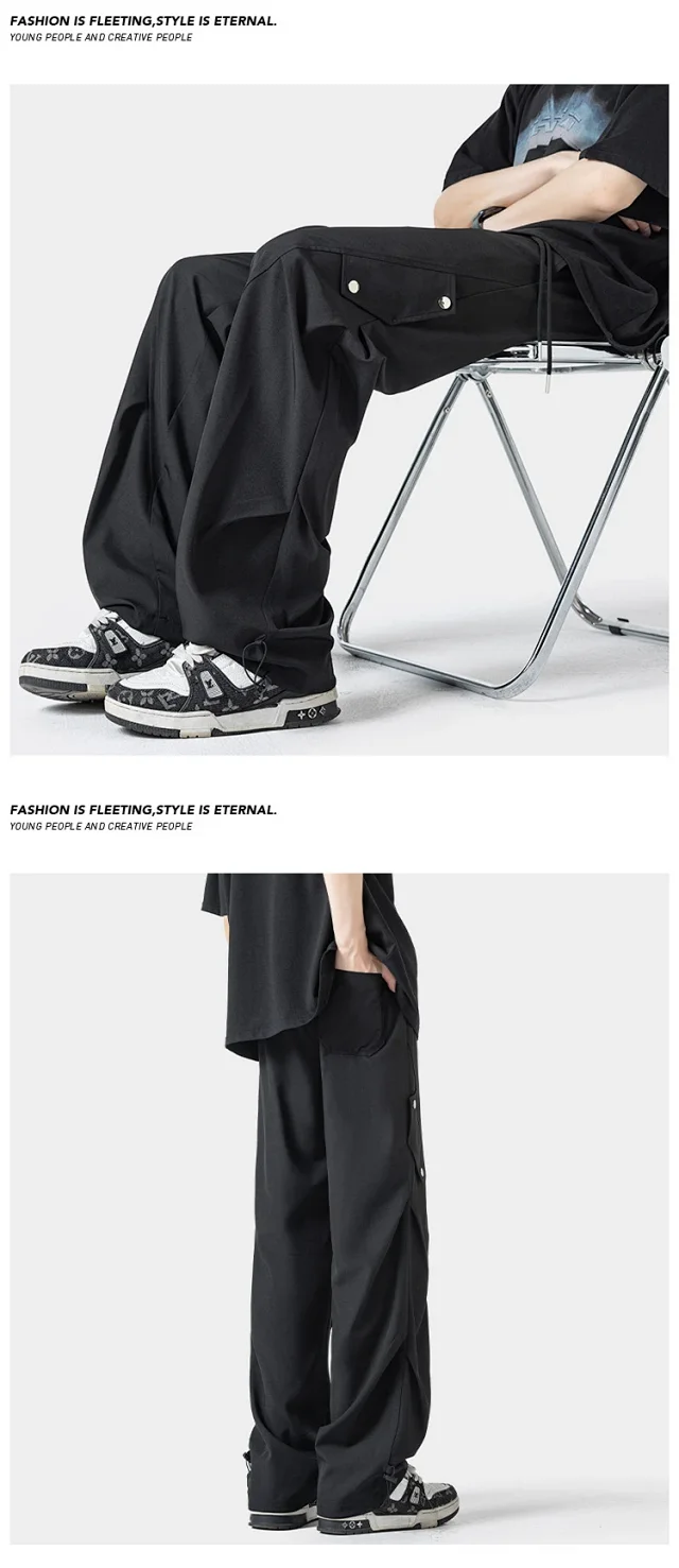 Men's Summer Thin Plain Elastic Ice Silk Pants Detail