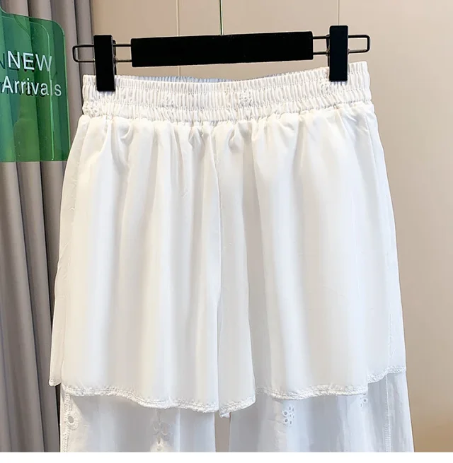 Korean Loose Wide-Leg Pants with Lace Detail