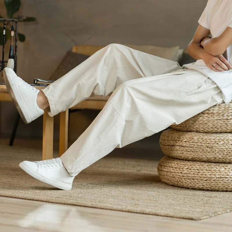 Men's Summer Thin Loose Wide-leg Cotton-Linen Pants