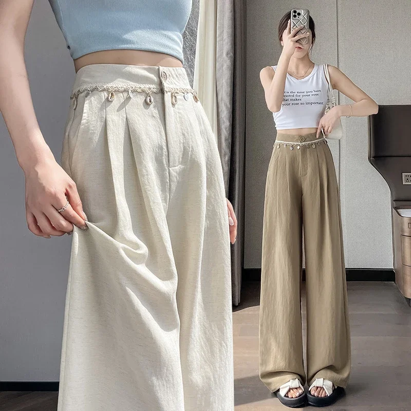 Summer Women's Tencel Linen Wide-Leg Pants