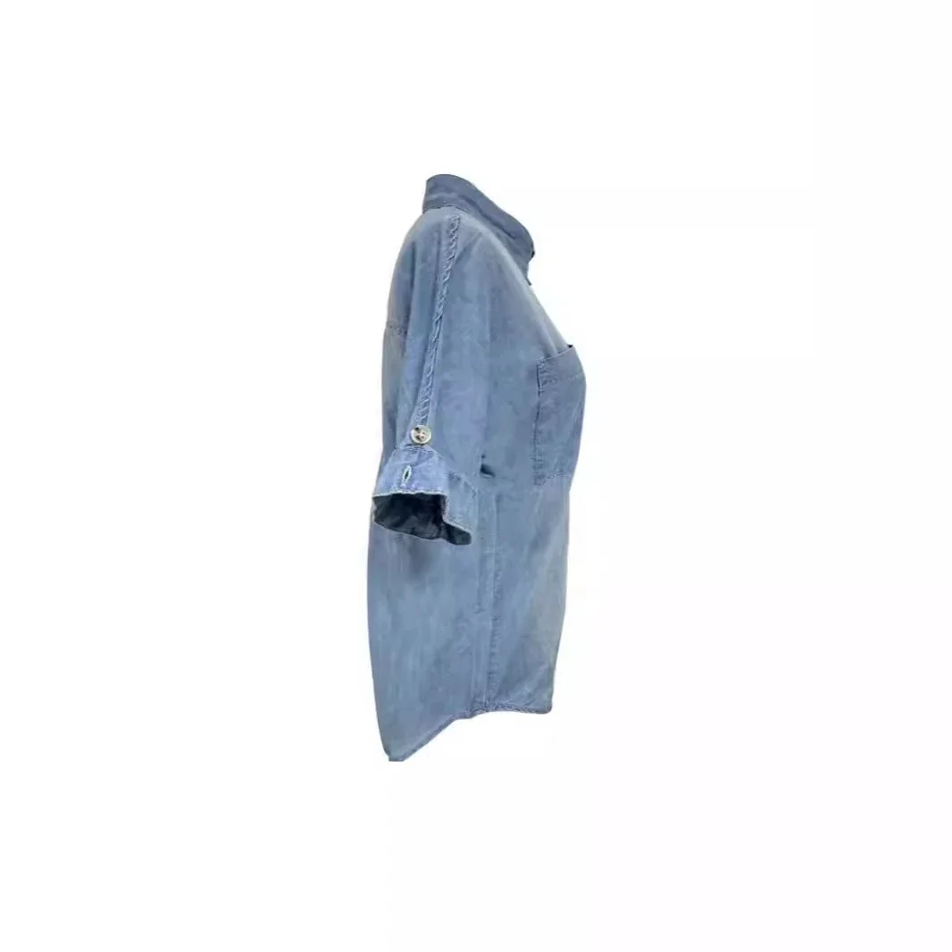 European & American Fashion Loose Slimming Collared Denim Shirt
