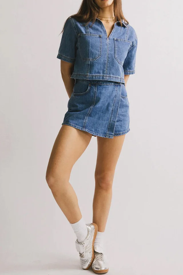 Amazon Western Denim Skirt & Pants Set Detail