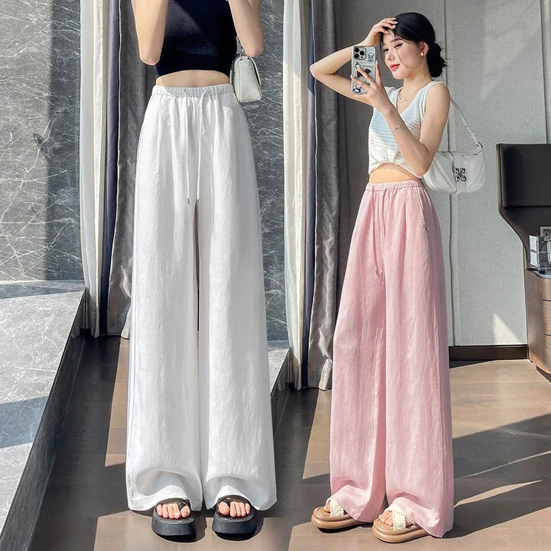 Linen Wide - Leg Pants for Women 2025 Summer