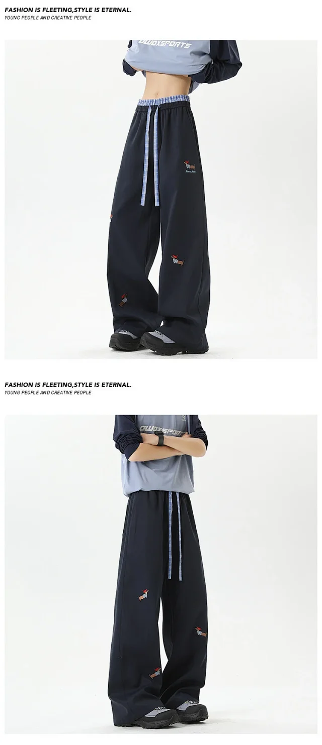Men's Summer Ice Silk Trousers with Puppy Design Detail